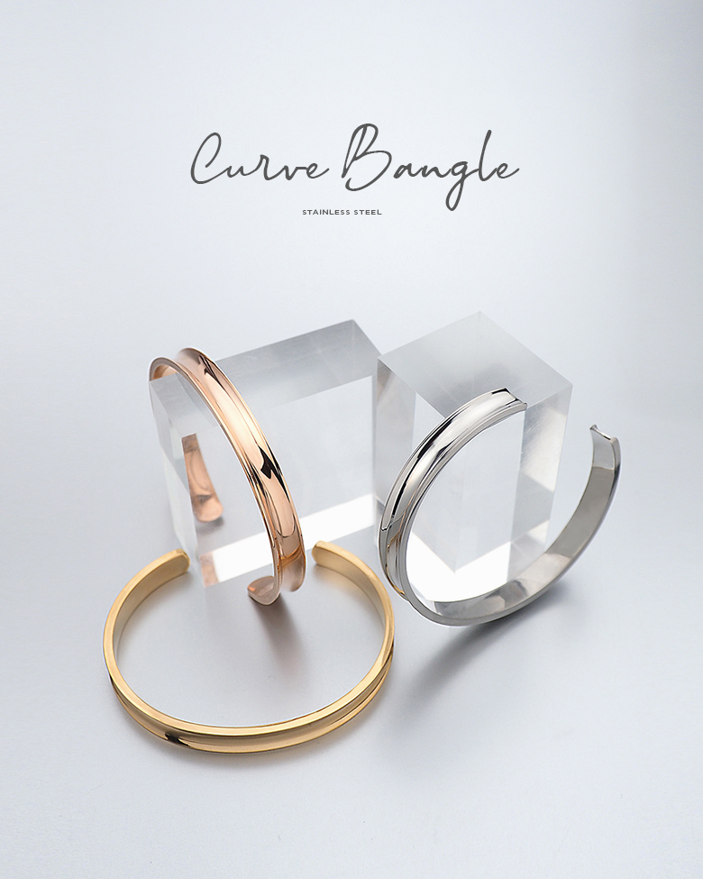 LOUNGEDRESS GALENA カーブバングル シルバー 究極のシンプルスタイル 純銀カーブバングル シルバー