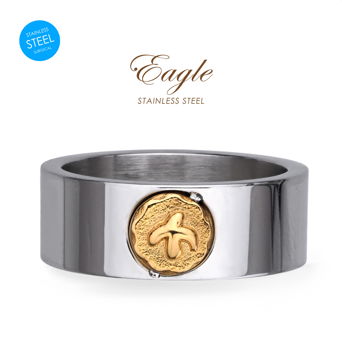リング 指輪 ステンレス メンズ イーグル ネイティブアメリカン 平打ち 幅広 アクセサリー sr0171 | 