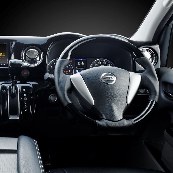 FEGGARI フェガーリ ハイグレード ウッド&レザーステアリング 黒木目/ピアノブラック（ガングリップ）■キャラバン E26■品番：LS08AN/LS08CN | 