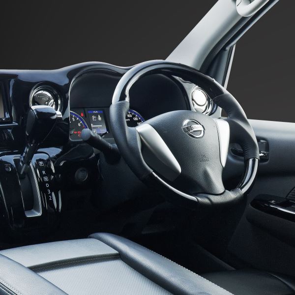 FEGGARI フェガーリ ハイグレード ウッド&レザーステアリング 黒木目/ピアノブラック（ガングリップ）■キャラバン E26■品番：LS08AN/LS08CN |  | 03