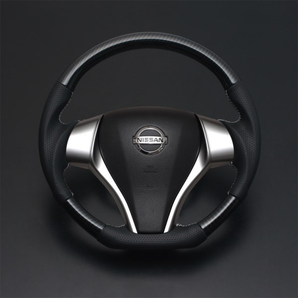 FEGGARI フェガーリ ハイグレード ウッド&レザーステアリング ピアノブラック/黒木目/綾織りカーボン調/フェガーリレッドパール（D Type）■キャラバンE26 |  | 03