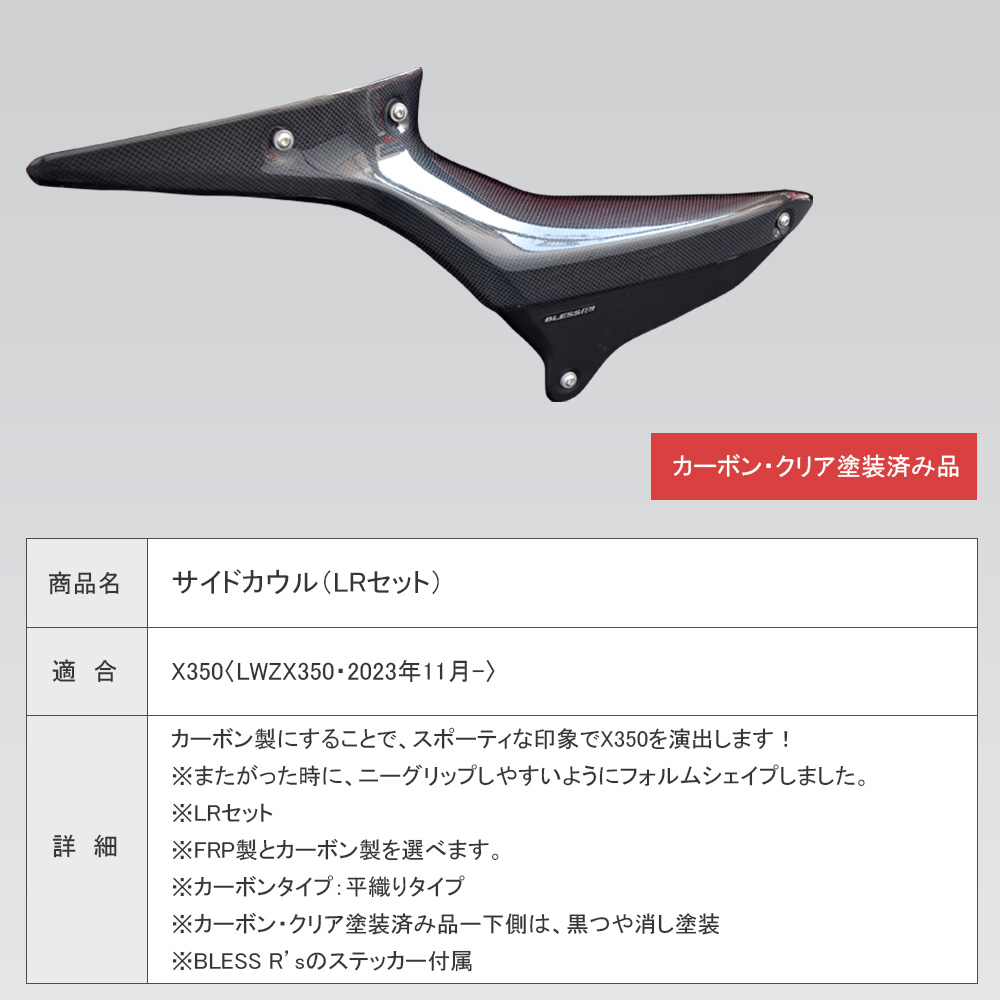 X350【HARLEY-DAVIDSON】サイドカウル【カーボン・クリア塗装済み品
