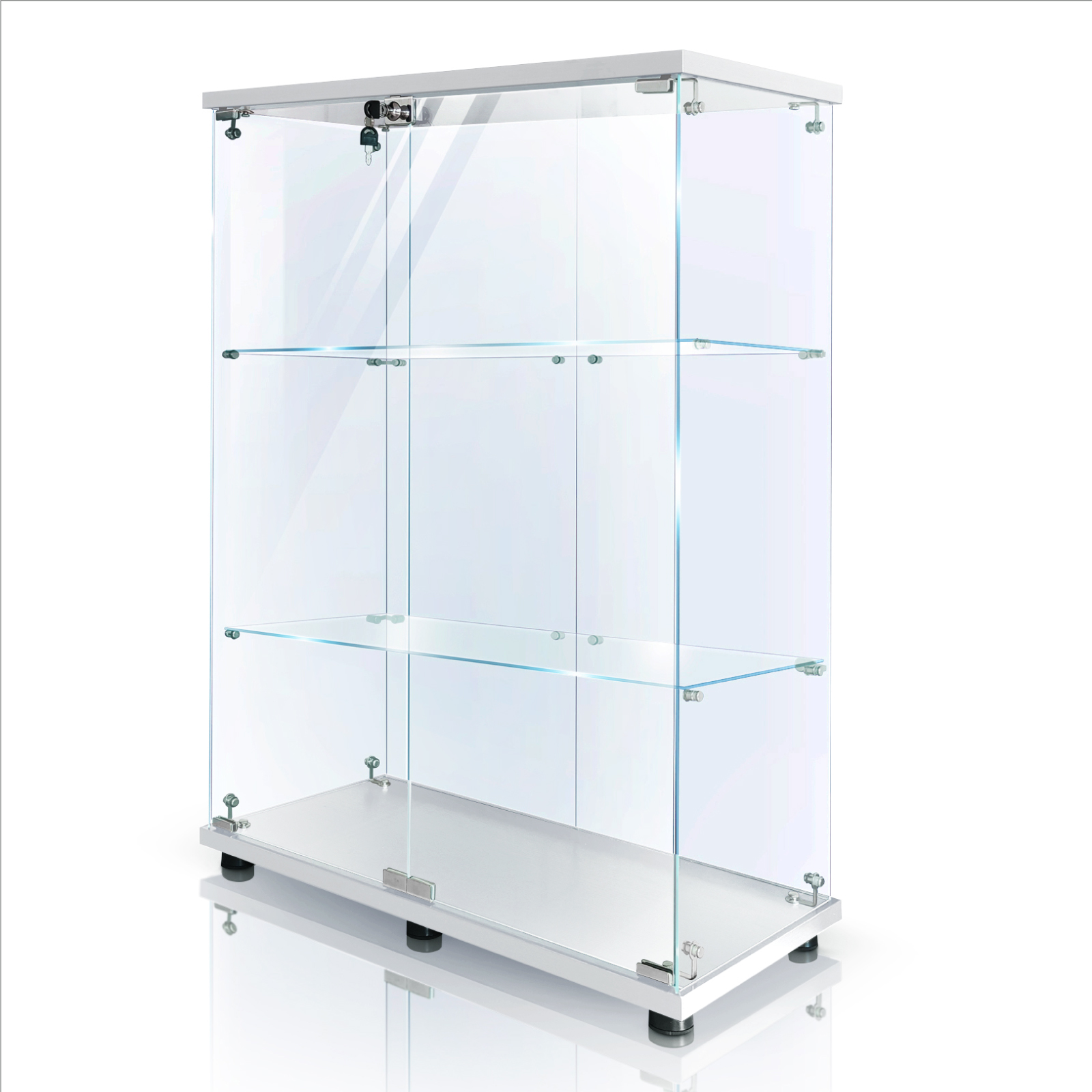 生活グッズラボ ショーケース ガラスケース 3段両扉タイプ(鍵付き) 幅