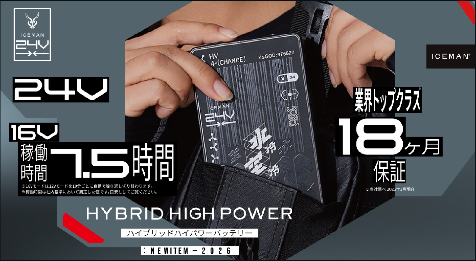 アイスマン ハイブリットハイパワーバッテリー 専用充電器セット