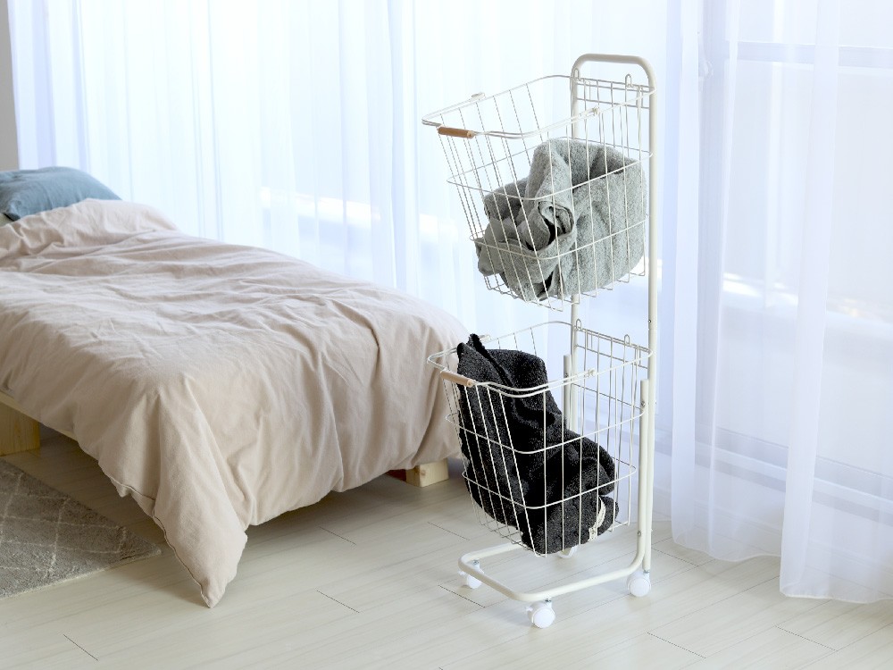 特価安い バスケットワゴン ランドリーワゴン キャスター付きワゴン LFS-881 BK WH 東谷 room essence ミツヨシ - 通販 - PayPayモール 特価