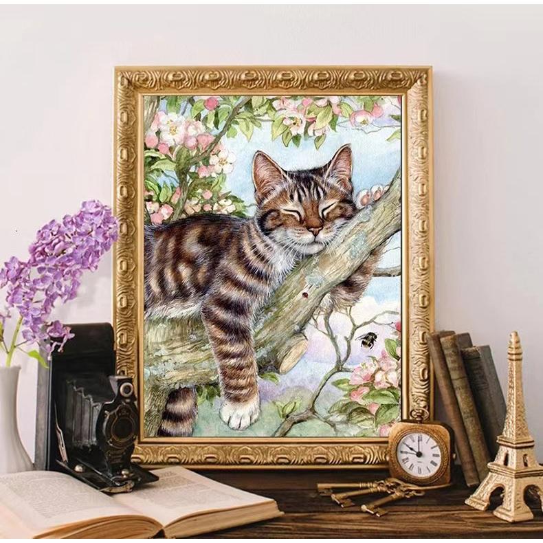 5D ダイヤモンドアート 猫 ねこ 動物 DIY ビーズ絵画キット 図案 初心者 中級者 やり方簡単 大人 子供向け 手作り 現代壁アート 装飾品  三四郎市場 送料無料