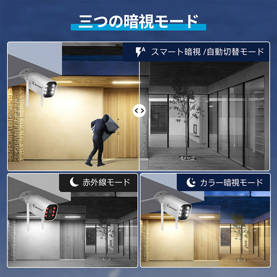 Jennov 増設専用 防犯カメラ 屋外 ワイヤレス 無線 人体検知機能