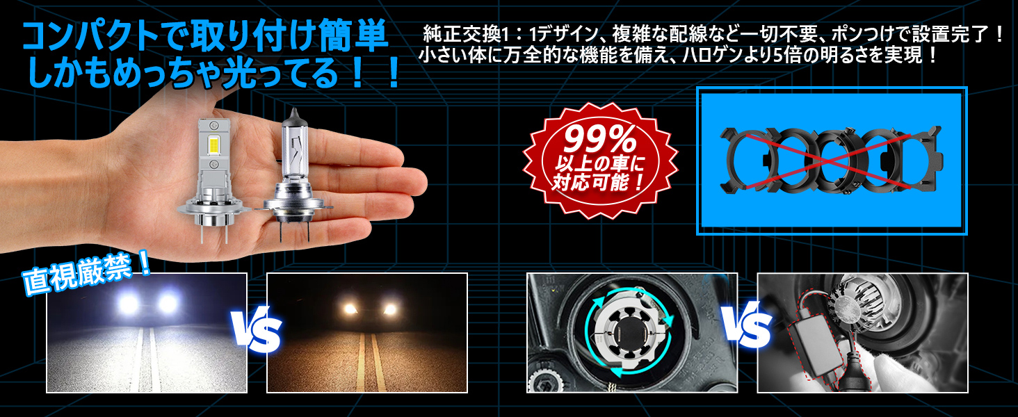 H7 LEDヘッドライト 爆光 車検対応 3倍明るさ 【新車検対応】Opplight 