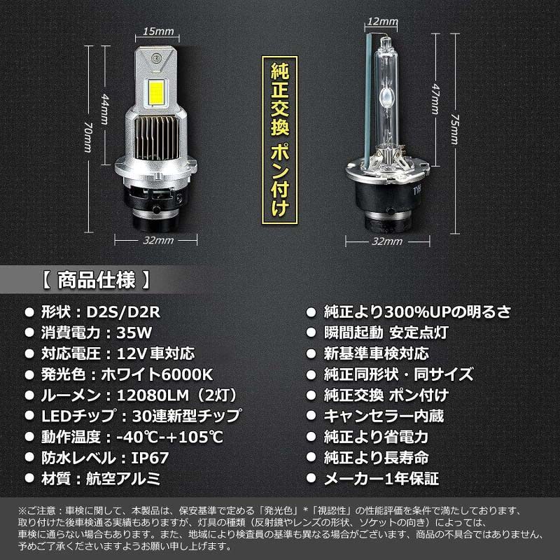 d2s d2r led ヘッドライト LED d4s d4r HIDをLED化 爆光 車検対応 純正同サイズ OPPLIGHT 車種を問わず ポン付け可  ホワイト 6000K 12080LM 2個入り : opl519 : 三四郎市場 - 通販 - Yahoo!ショッピング