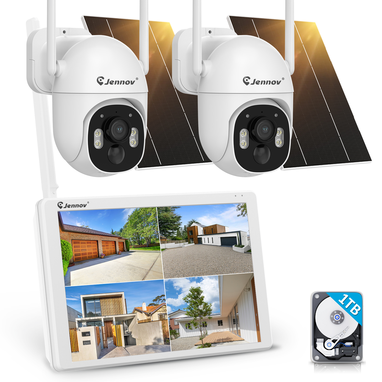 400万画素 防犯カメラ ワイヤレス 屋外 防犯カメラセット 10.1インチ