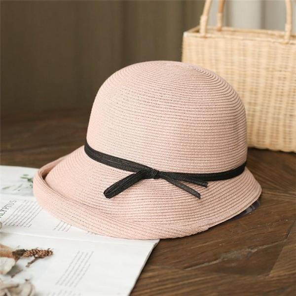手編みストローHAT 帽子 レディース UV 紫外線対策 100％カット 折りたたみ 小顔効果 春夏...
