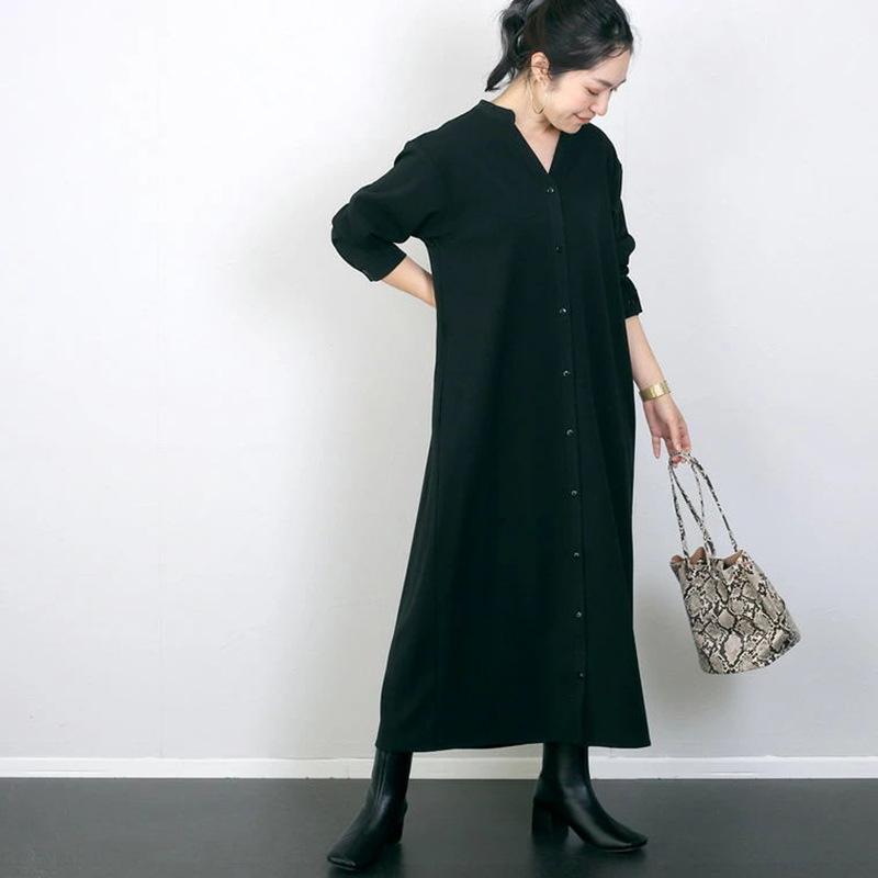 シャツワンピース 羽織り ロング 艶感 体型カバー 上品 大人 きれいめ 春 夏 秋 30代 40代 レディース T/R前開きロングシャツワンピース |  | 01