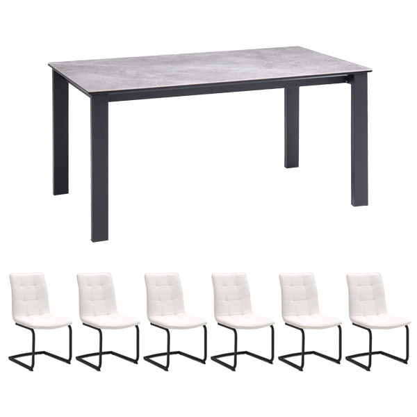 ダイニングテーブルセット 7点 6人用 おしゃれ セラミック チェア