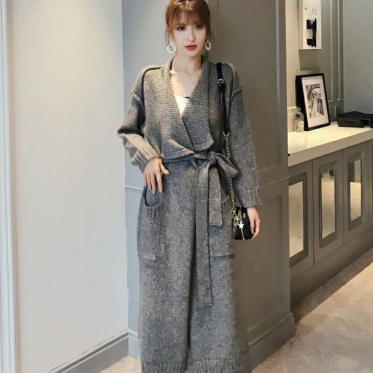ニットロングカーディガン ロング丈 ローブカーディガン セーターカーディガン カーディガン ローブ ニット セーター ロングコート コート 長袖 秋 冬