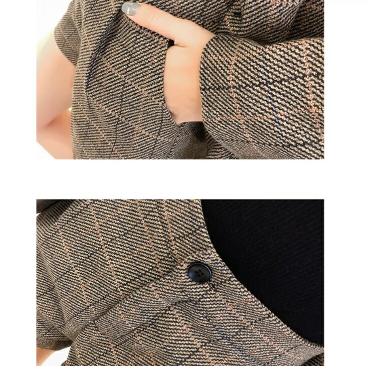 ダブルボタン チェック 柄 ショートパンツ 細見え スタイルアップ 2点set 上下セット スーツ パンツスーツ ボトムス ジャケット セットアップ 上品 大人_4