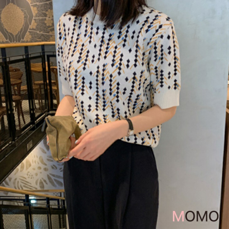 半袖サマーニットセーター ボトミングシャツニット 普段ニット 半袖綺麗薄ニット 春夏ニット 大人ファッション 大人コーデ 大人カジュアル 大人韓国コーデ