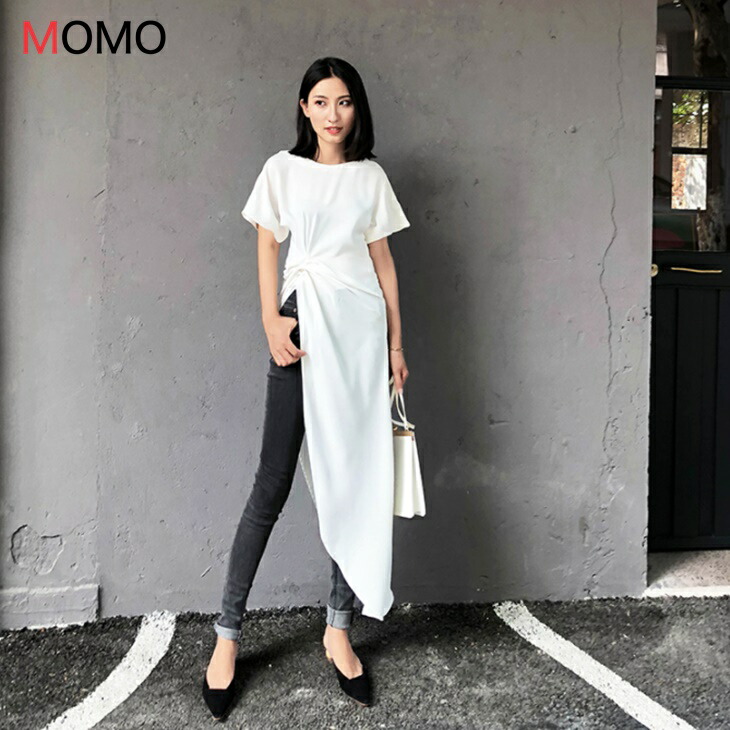 半袖ルーズロングシャツブラウス オープンシャツ シフォンシャツブラウス ナチュラルトップス 大人ファッション 大人コーデ 大人カジュアル 大人韓国コーデ