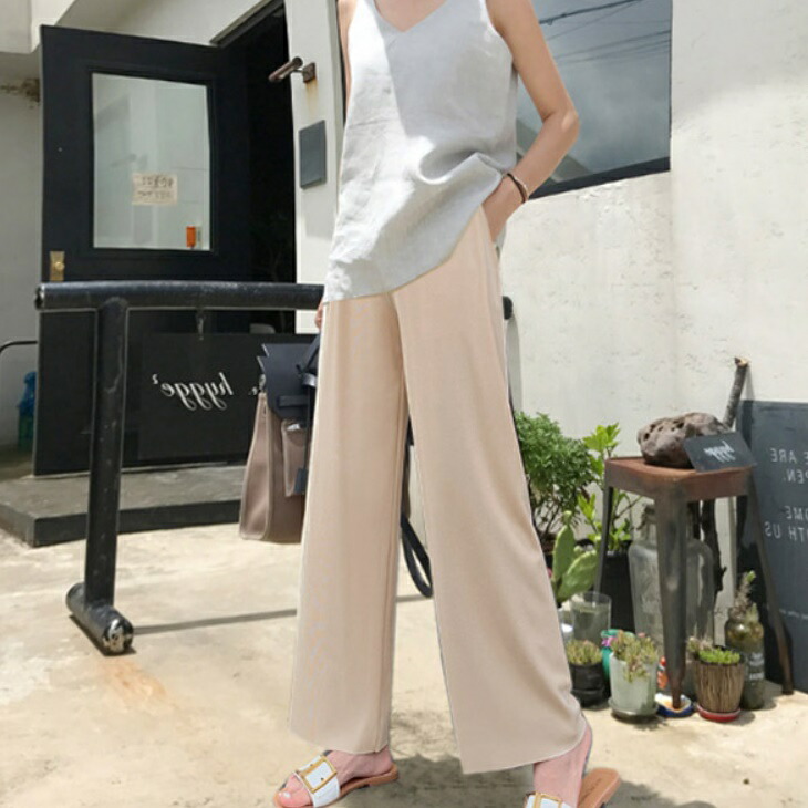 マタニティ ウエストゴム ワイドパンツ ボトムス パンツ ロングボトムス ロングパンツ ズボン マタニティウェア 妊婦 ワイドパンツ リラックスウェア