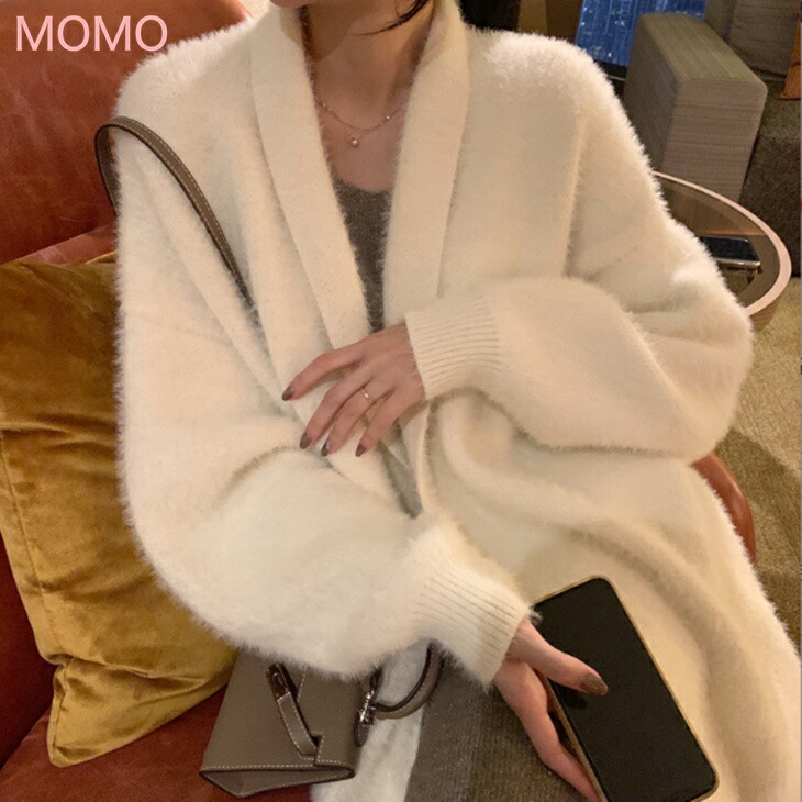 ふわふわ ロングカーディガンセーター  ニットコートカーディガン 秋冬ニット 大人ニット 大人カジュアル 大人コーデ アラサーファッション アラサーコーデ
