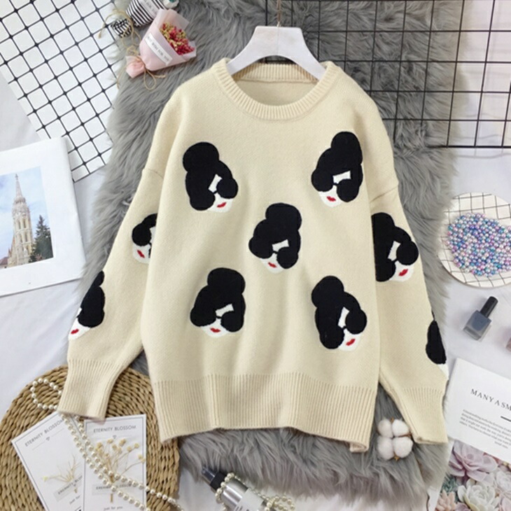 カラフルニット ニット Uネックニット ニットセーター  秋冬シャツ ツートンカラー ニットシャツ アラサーおしゃれニット おとなファッション