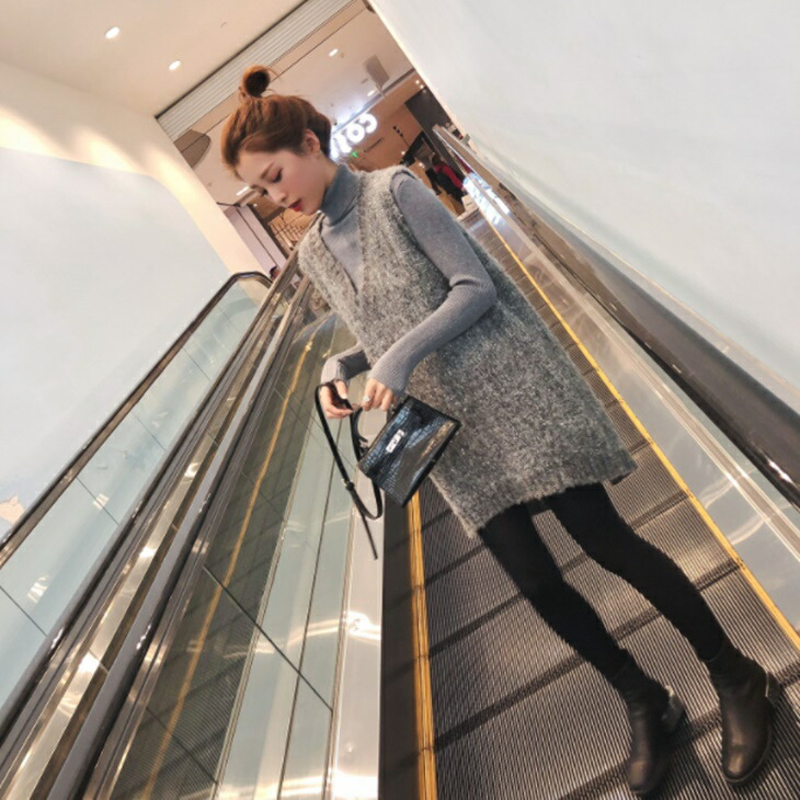 【セット】ハイネックニット＋ロングベストセーター  秋冬コーデ 大人カジュアル 大人ファッション 大人コーデ アラフォーコーデ アラフォーファッション