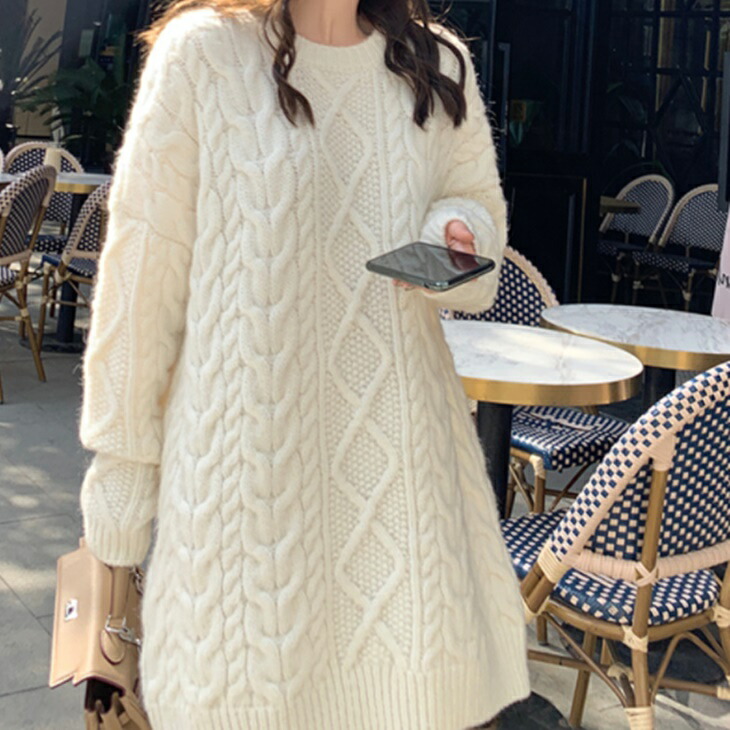 プルオーバーセーター ロングセーターニット セーターワンピ ざっくりニット 大人ファッション 大人コーデ 大人カジュアル 大人韓国コーデ