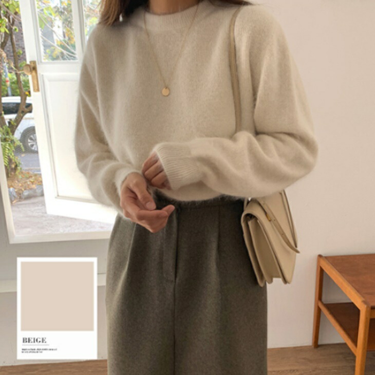 ラウンドネックセーター ざっくりルーズセーター プルオーバーニットセーター 大人カジュアル 大人ガーリー 大人韓国コーデ 大人コーデ 大人可愛い