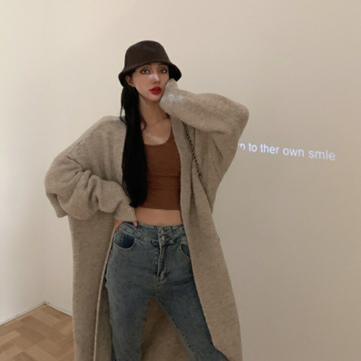ロングカーディガンセーター ルーズアウターニット ざっくりコートニット ルーズセーター 大人ニット 大人ファッション 大人コーデ 大人カジュアル