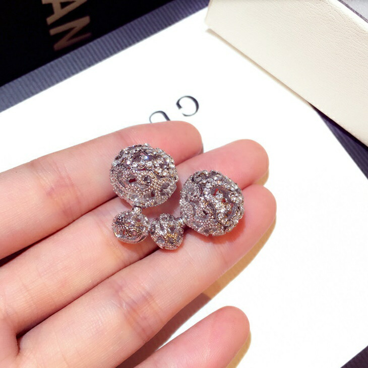 Yahoo! Yahoo!ショッピング(ヤフー ショッピング)キラキラダイヤモンドボールピアス 綺麗見え 高見え 普段用イヤアクセサリー 大人 上品 エレガント 華奢 アクセサリー ジュエリー レディース お出かけ