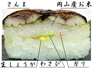 焼きさんま寿司の断面写真