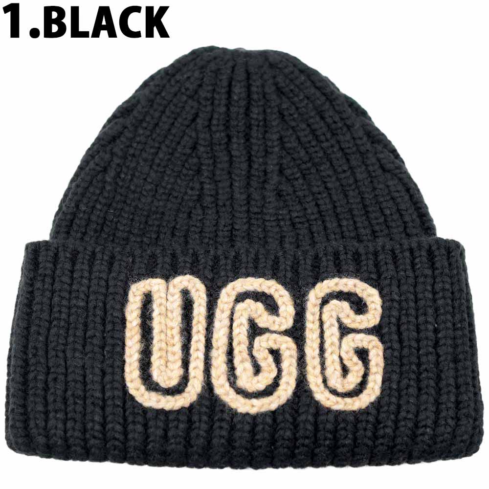 UGG　アグ　ブラック ニット帽　帽子　■　D380 UGG（アグ） ニット帽 メンズ ニット キャップ ビーニー 帽 ブランド