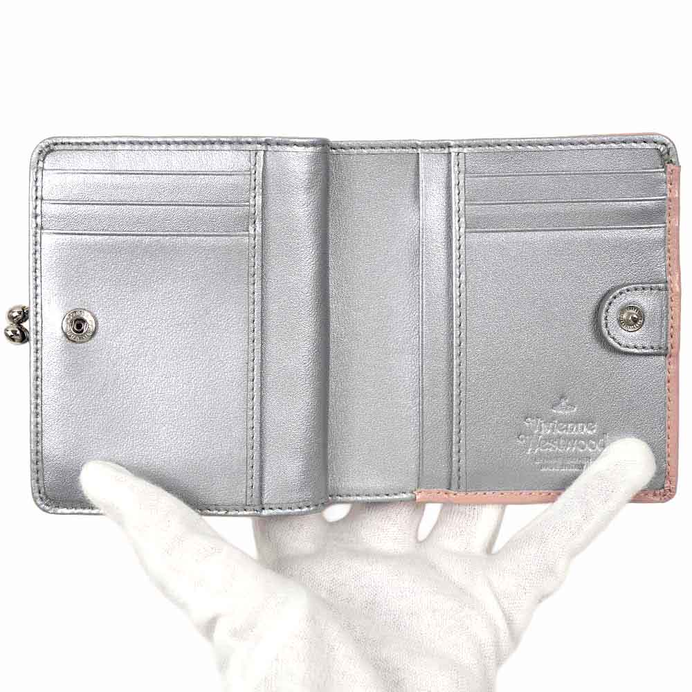 【箱付き】 Vivienne Westwood がま口 2つ折財布 グレー ヴィヴィアンウエストウッド Vivienne Westwood 財布 がま口 二つ折り