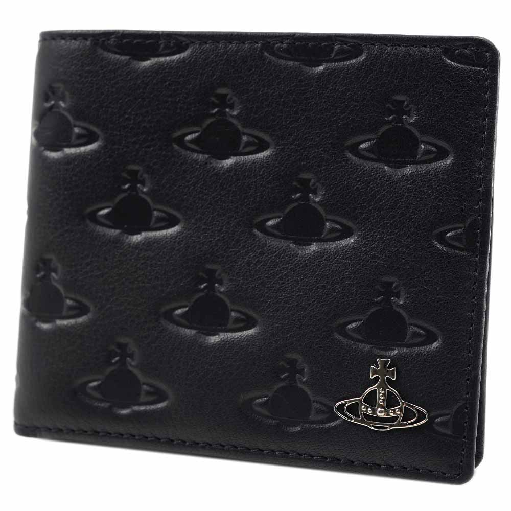 ヴィヴィアンウエストウッド 二つ折り財布 Vivienne WestWood EMBOSSED MULTI ORB MAN BILLFOLD  BLACK 51120008 41775 N201