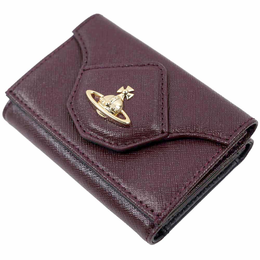 【新品未使用】VivienneWestwood 三つ折り財布 バーガンディ大人気 Vivienne Westwood（ヴィヴィアンウエストウッド） 並行輸入品 訳あり