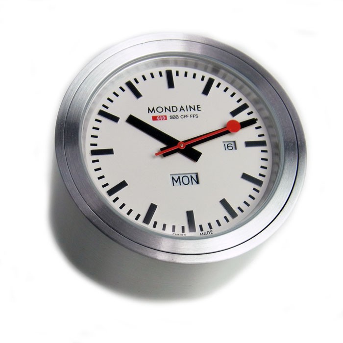 モンディーン MONDAINE 置時計 シルバー/ホワイト A667.TUBE.80SBB スイス国鉄オフィシャル鉄道時計