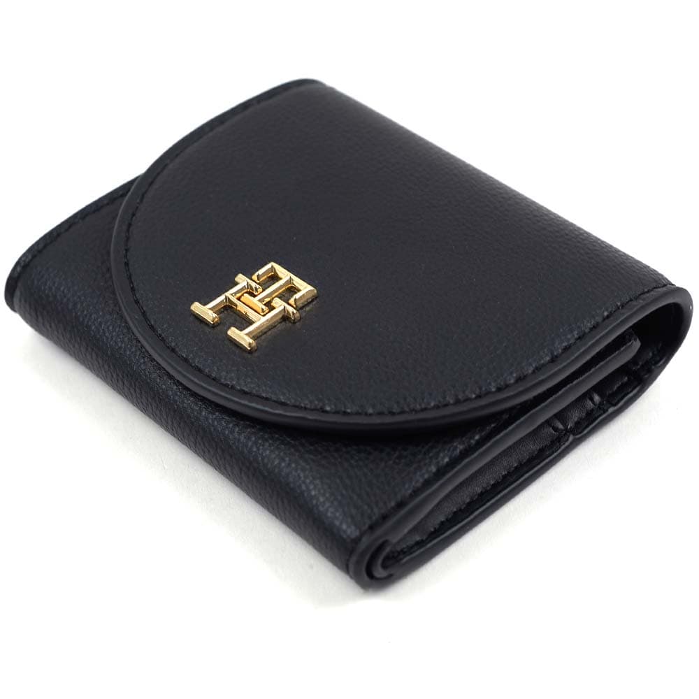 トミーヒルフィガー 三つ折り財布 ブラック AW0AW13627BDS TOMMY HILFIGER トミーヒルフィガー 財布 小銭入れ付 レディース