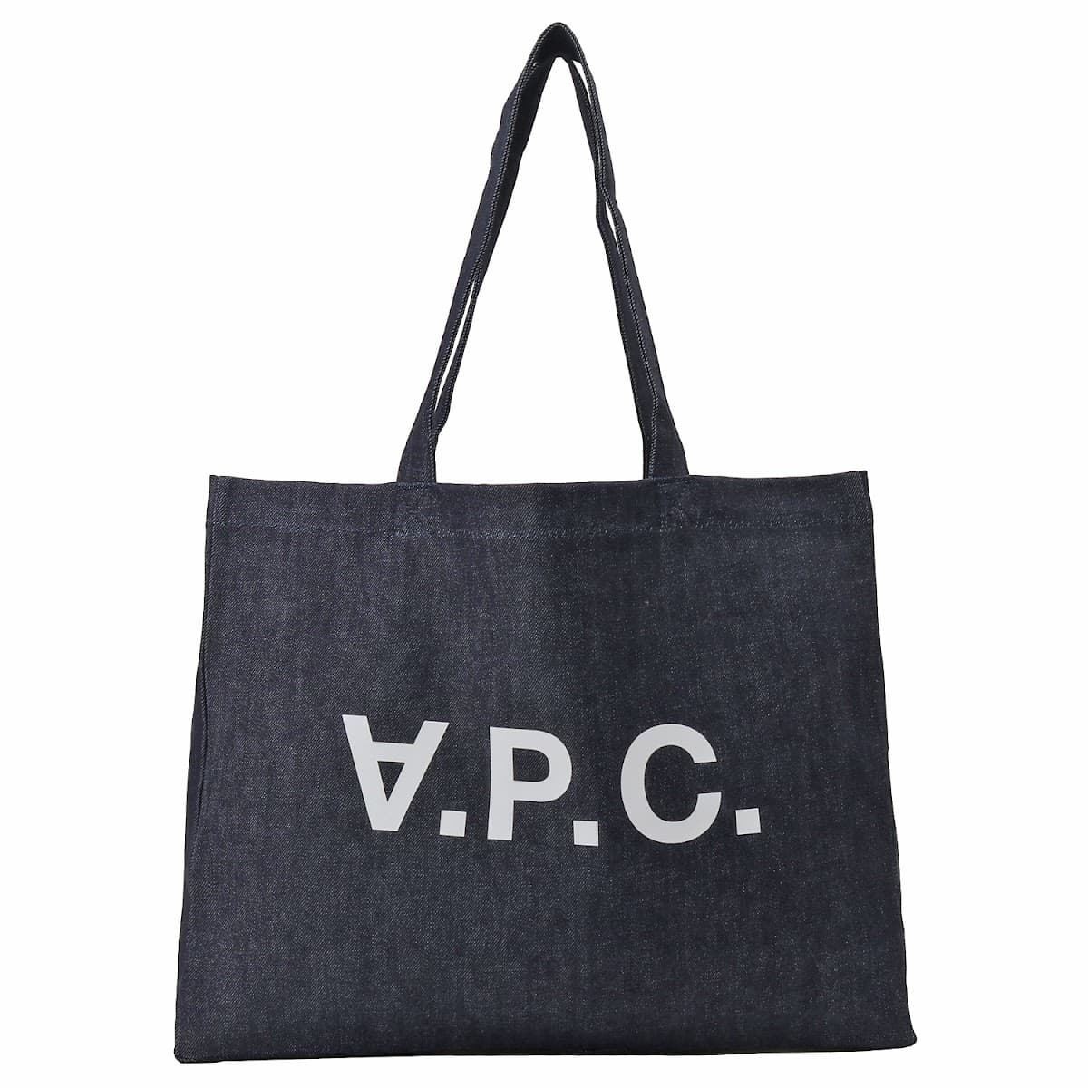 アーペーセー A.P.C. COCSX M61446 IAI INDIGO APC ロゴプリント デニム トートバッグ ショルダーバッグ インディゴ ネイビー系 レディース メンズ ユニセックス SHOPPING DANIELA