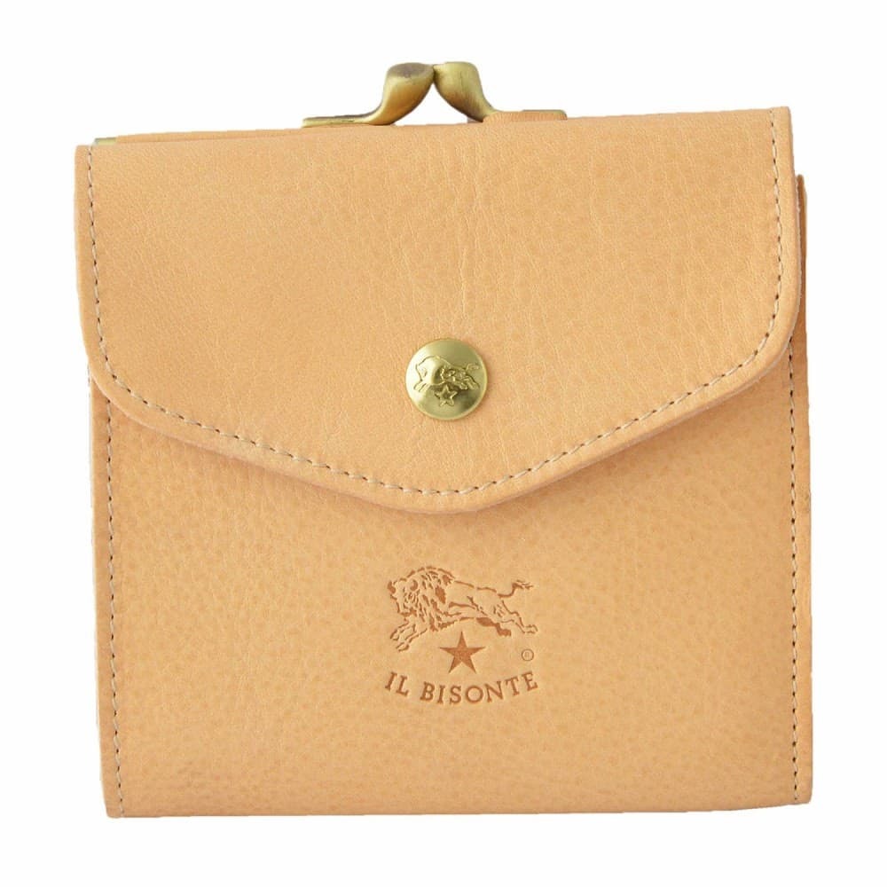 イルビゾンテ IL BISONTE C0423 120 Natural がま口小銭入れ付 二つ折り財布