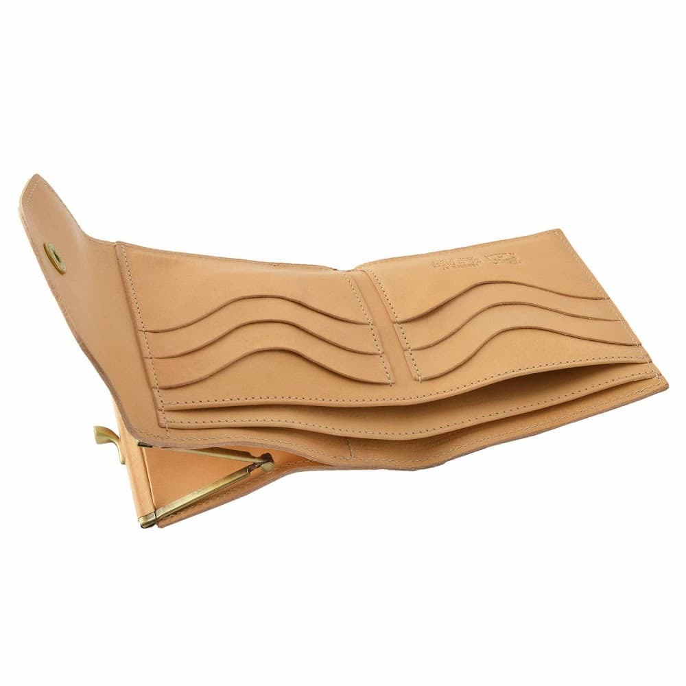 イルビゾンテ IL BISONTE C0423 120 Natural がま口小銭入れ付 二つ折り財布