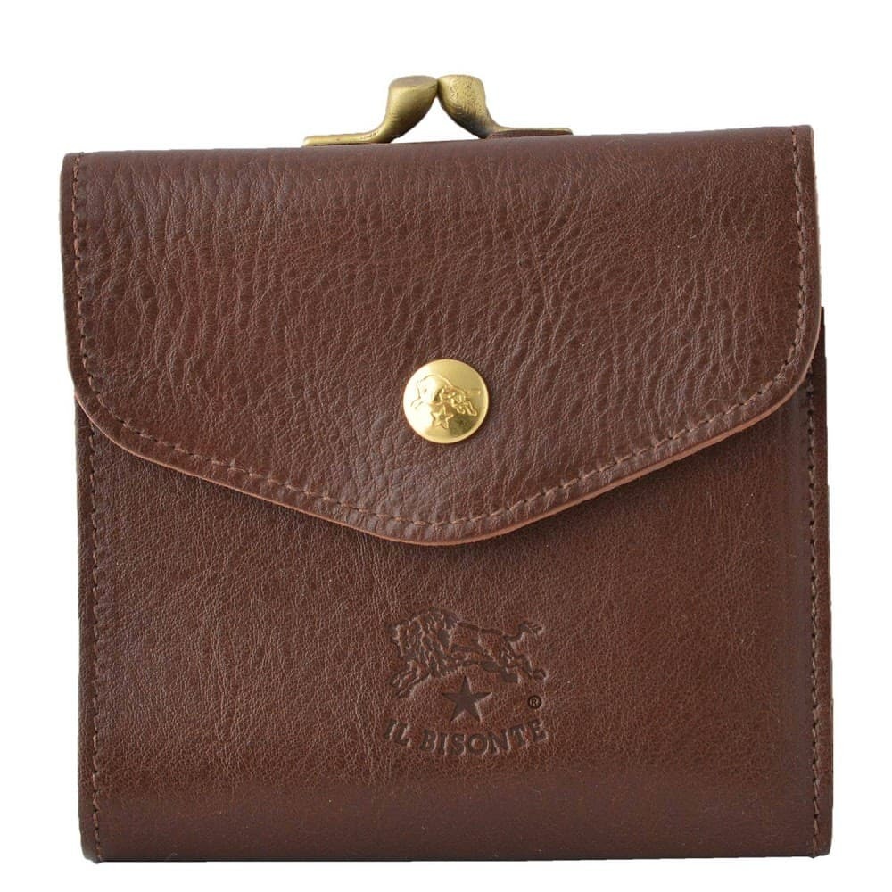 イルビゾンテ IL BISONTE C0423 869 Brown がま口小銭入れ付 二つ折り財布