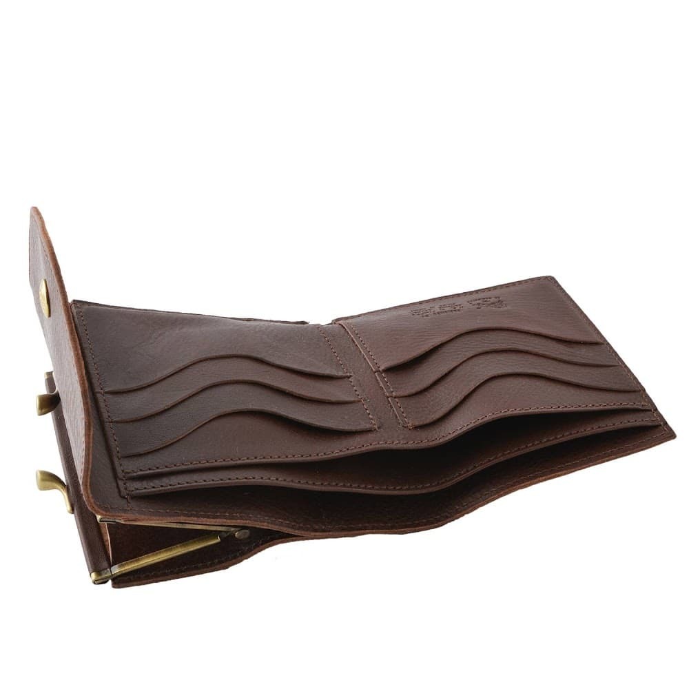 イルビゾンテ IL BISONTE C0423 869 Brown がま口小銭入れ付 二つ折り財布