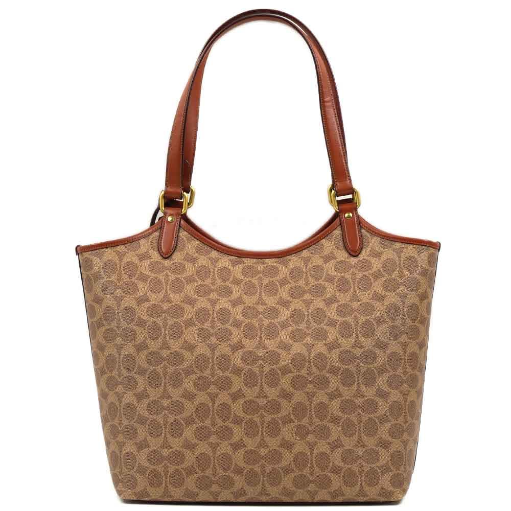 コーチ COACH トートバッグ ポーチ付 Day Tote シグネチャー キャンバス レザー ブラウン タン ラスト C6336 B4NQ4