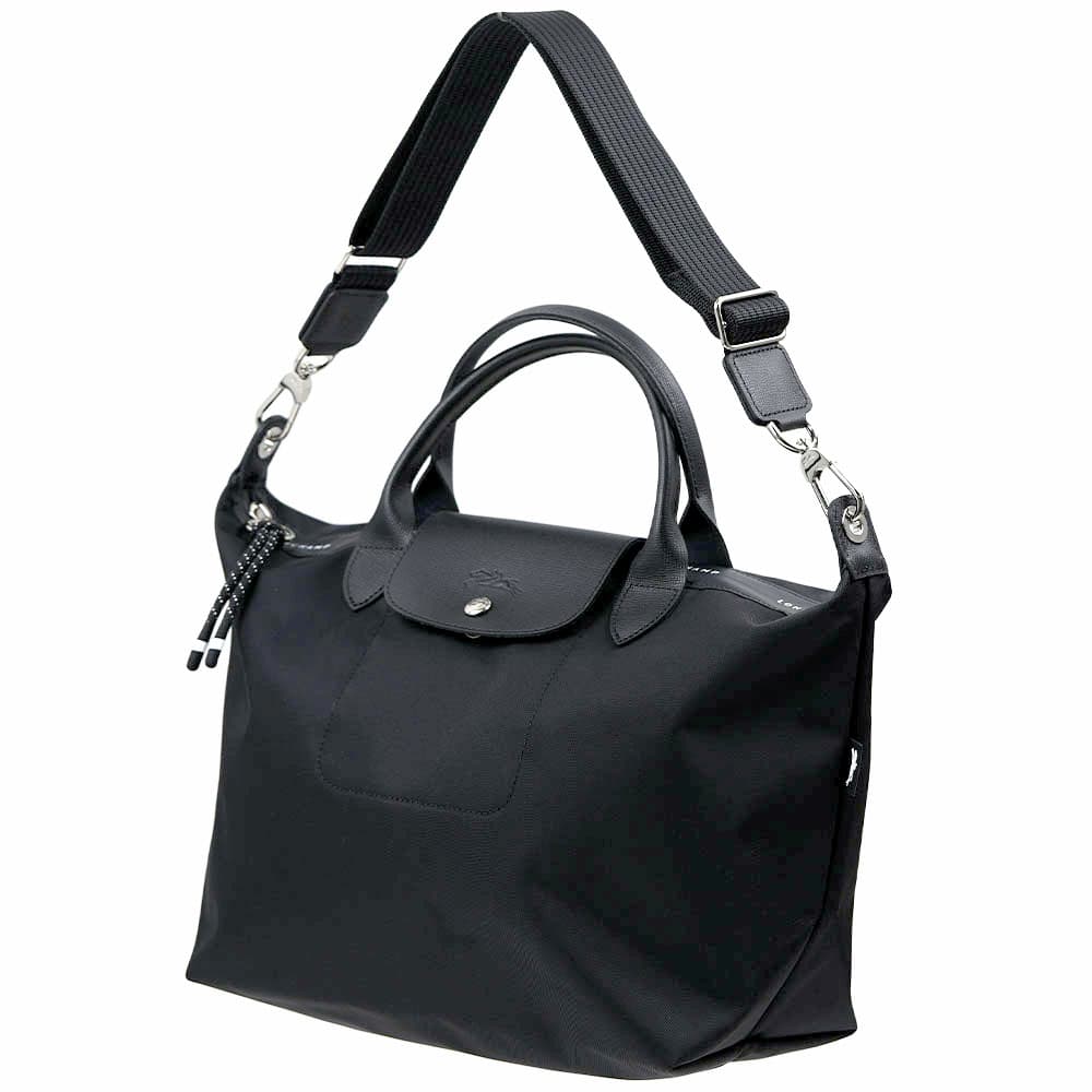 ロンシャン ショルダーバッグ - 黒 LONGCHAMP（ロンシャン） ショルダーバッグ ナイロン レザー ロゴ 黒
