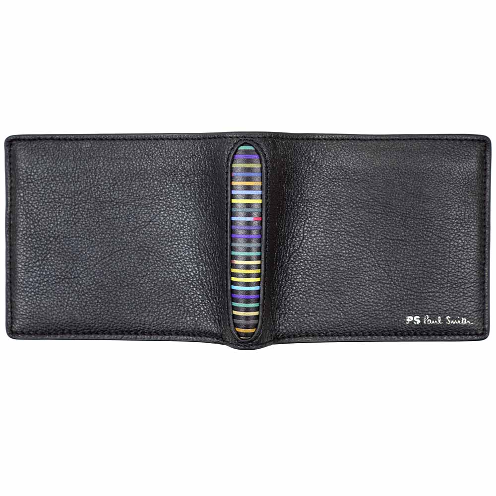 ポールスミス 財布 PS PAUL SMITH メンズ 二つ折り財布 (小銭入れ無し）ブラック/マルチカラー M2A-6600-FPSSTR-79