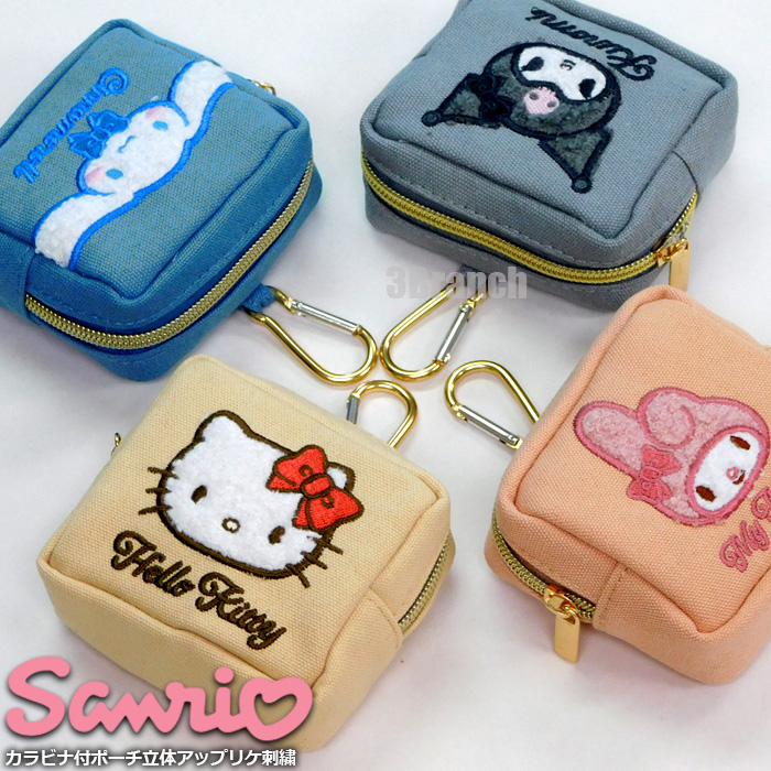sanrio（サンリオ） ポーチ カラビナ付き ミニポーチ 立体アップリケ