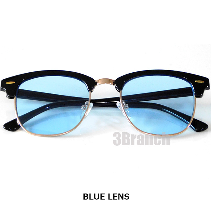 サングラス　UVカット　カラーサングラス　ウェリントン　ブルー　メガネ　レンズ