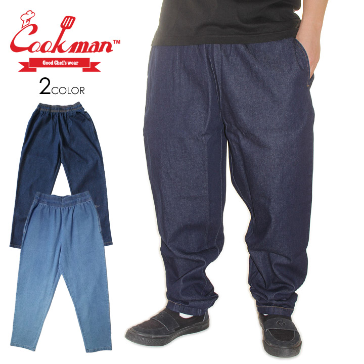 cookman chef pants snow washed denim - デニム