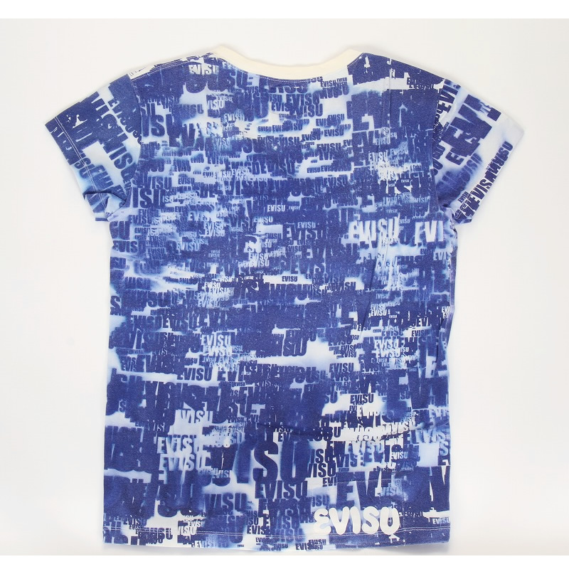 EVISU JEANS USED 半袖 Tシャツ エヴィス ジーンズ トップス ブルー ユーズド カモメマーク フロント カモメ 戎 日本ブランド  カットソー 半袖シャツ 総柄 : ev-ud-0065 : スリーラブ - 通販 - Yahoo!ショッピング