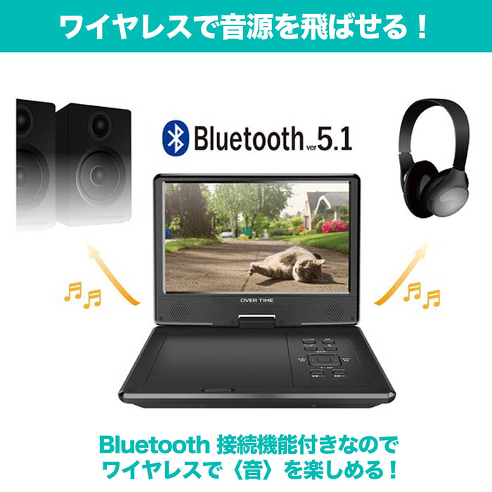 ポータブルDVDプレーヤー 10.1インチ Bluetooth5.1搭載 DVD/CD再生