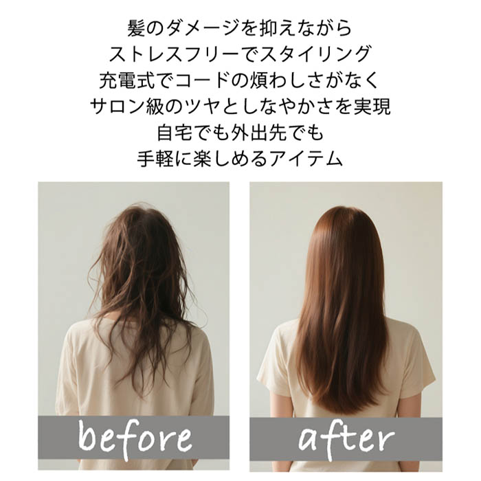 ヘアアイロン コードレス 4段階温度調節 Max200℃ 35分連続使用 20mm